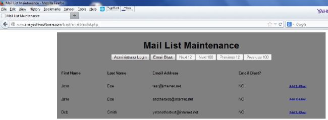 listing of email recipients